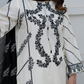 🖤 Classic Ivory & Black Embroidered Winter Cotton Suit